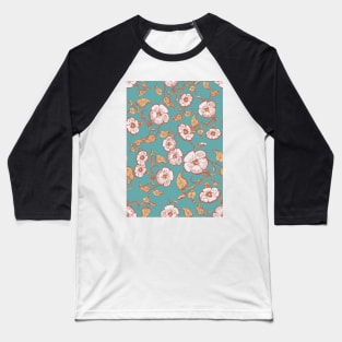 Vintage Dog Rose Repeat Pattern Baseball T-Shirt